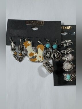 Shyanne White and Brown Cowhide Boot Dangle Earrings with Silver Tone